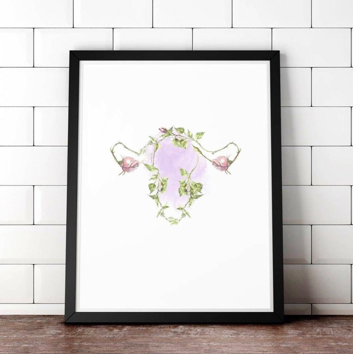 tableau dessin décoration murale art vagin déco intérieure tendance fleur