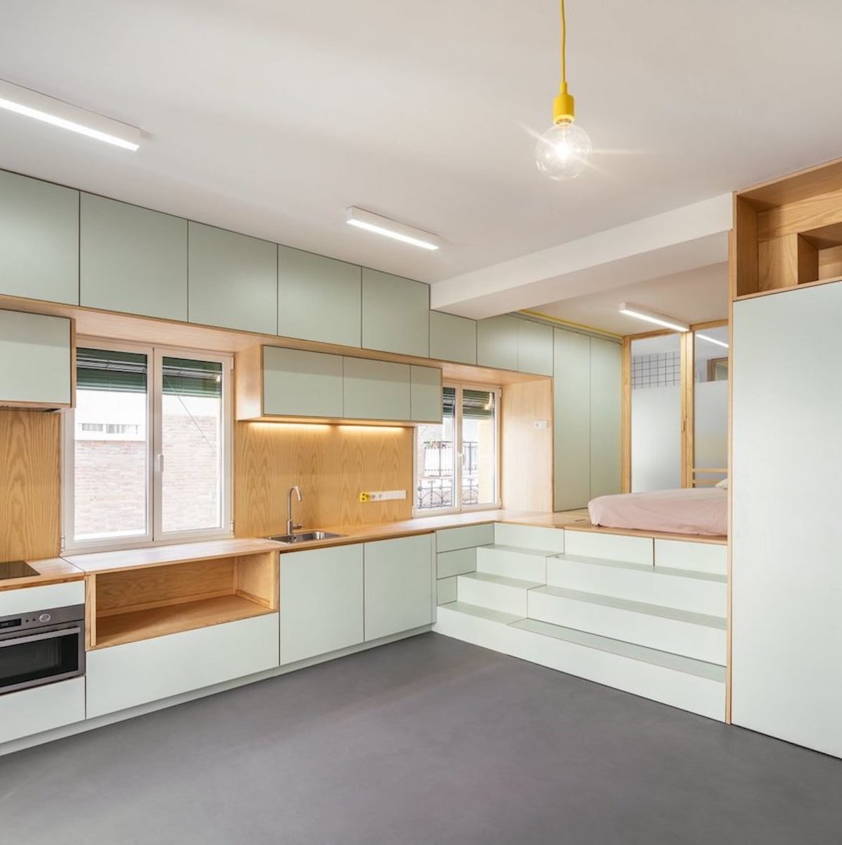 Visite d un 32m2 au coeur de Madrid studio appartement vert menthe aménagé - blog déco - clemaroundthecorner décoration