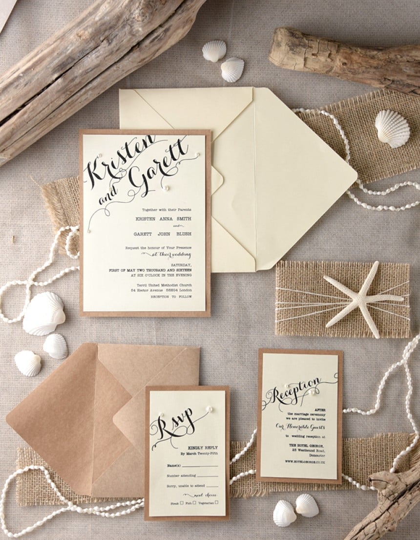 faire part marron enveloppe beige fibres naturelles esprit nature clemaroundthecorner