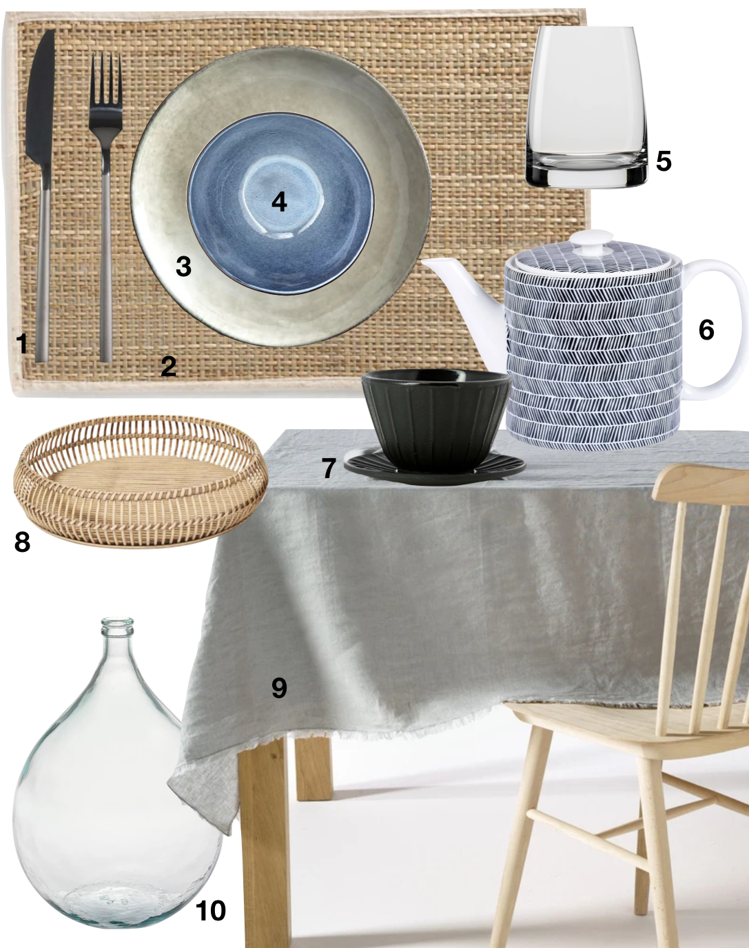 Ma sélection déco pour un brunch maison shopping liste nappe assiette vase plateau verre tasse théiere - blog déco - clemaroundthecorner