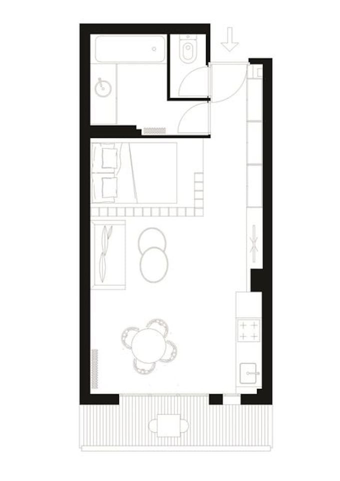 plan maison schéma studio étudiant 25m2 clemaroundthecorner