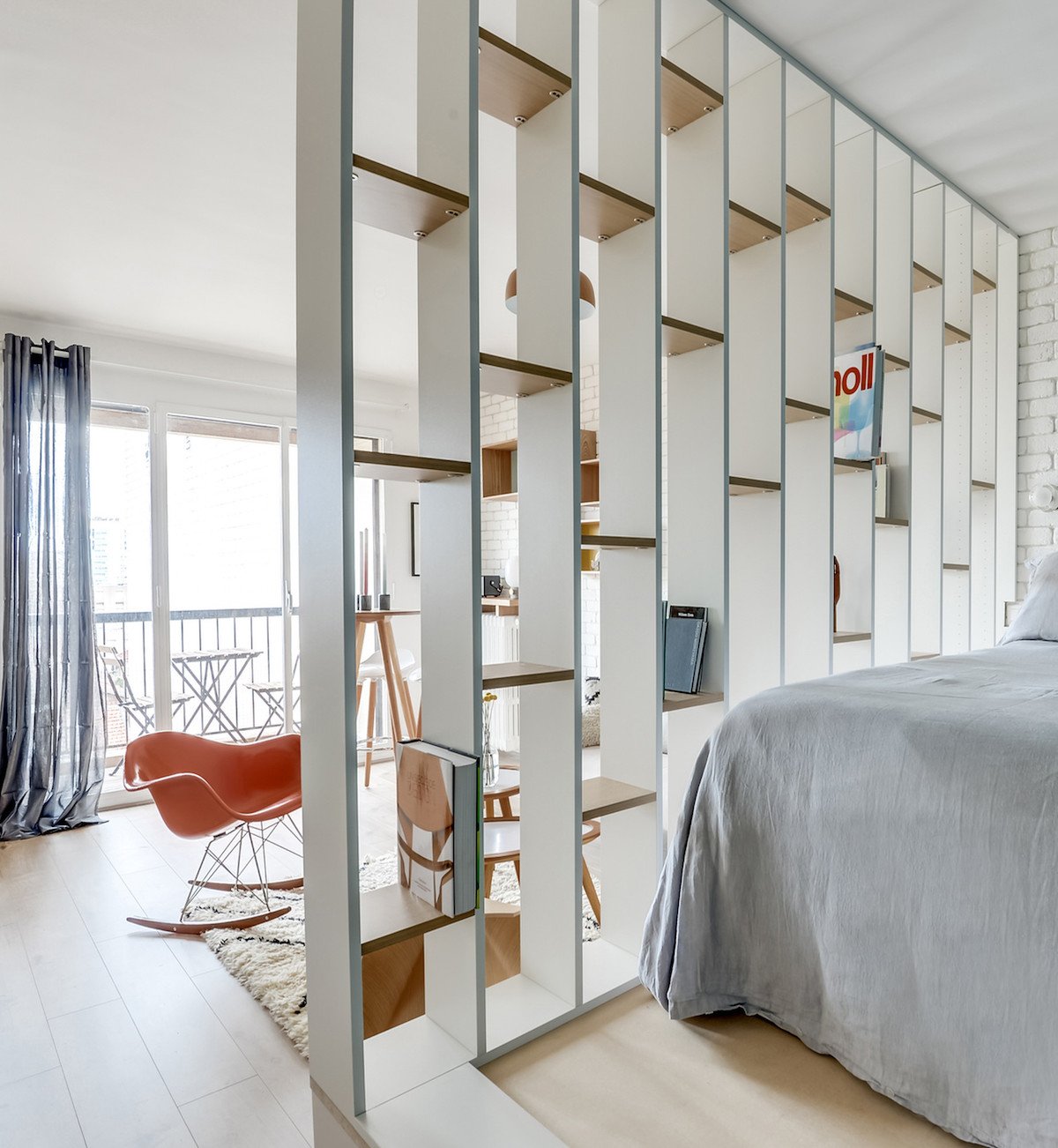 blog déco chambre ouverte cloison étagère lit estrade meuble ikéa hack