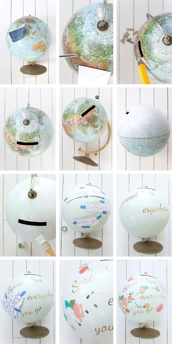 DIY globe terrestre urne mariage thème voyage déco décoration