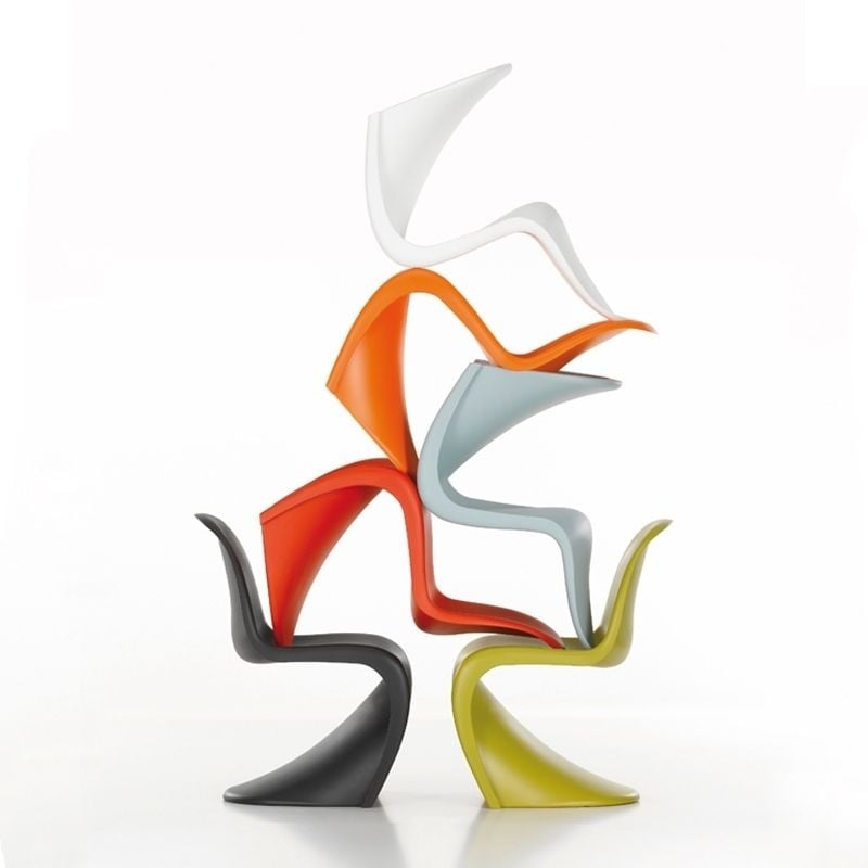chaise vitra colorée panton vert rouge bleu plastique superposée blog déco