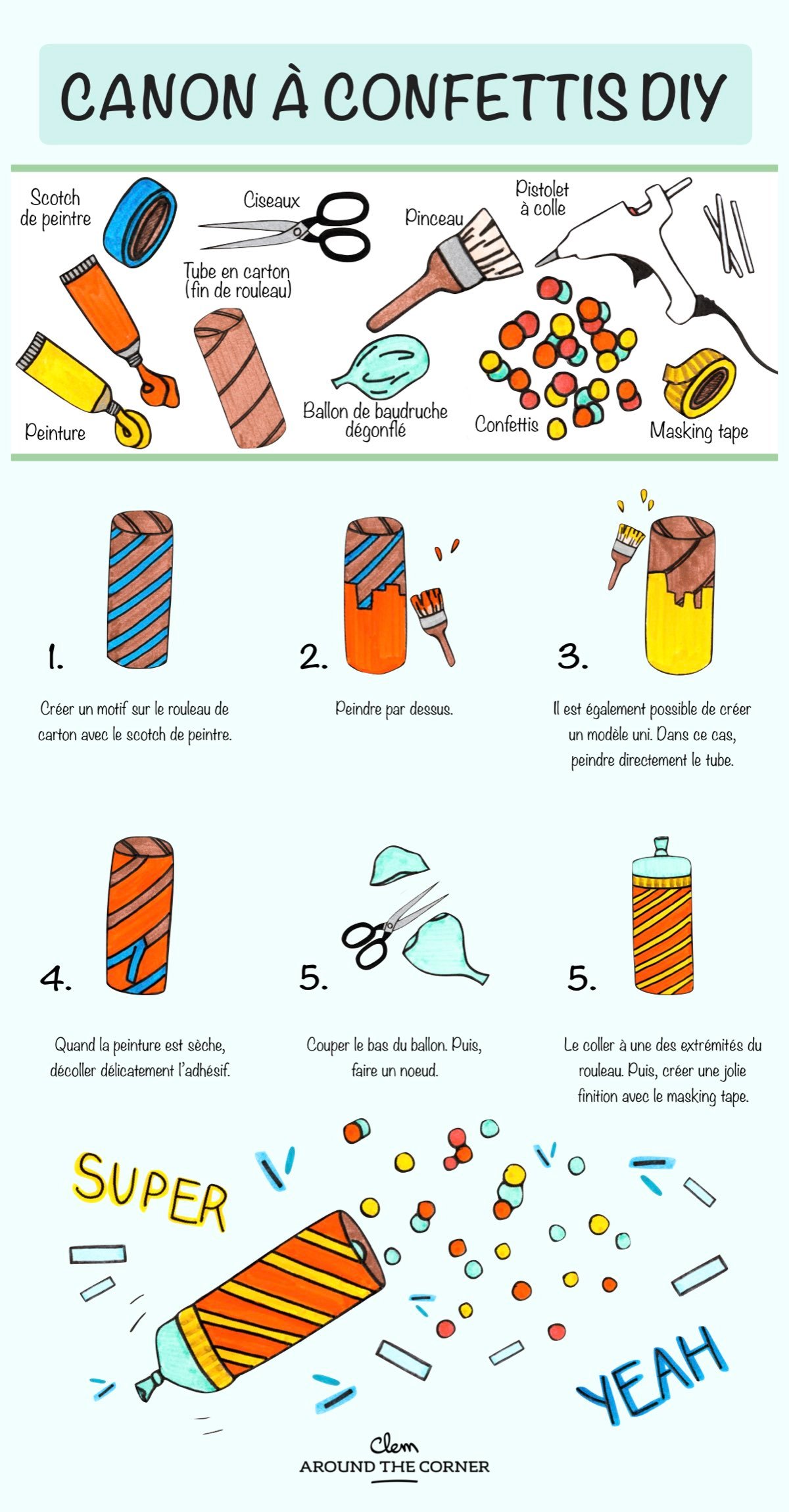 canon à confettis diy décoration idée cérémonie mariage - blog déco - clem around the corner