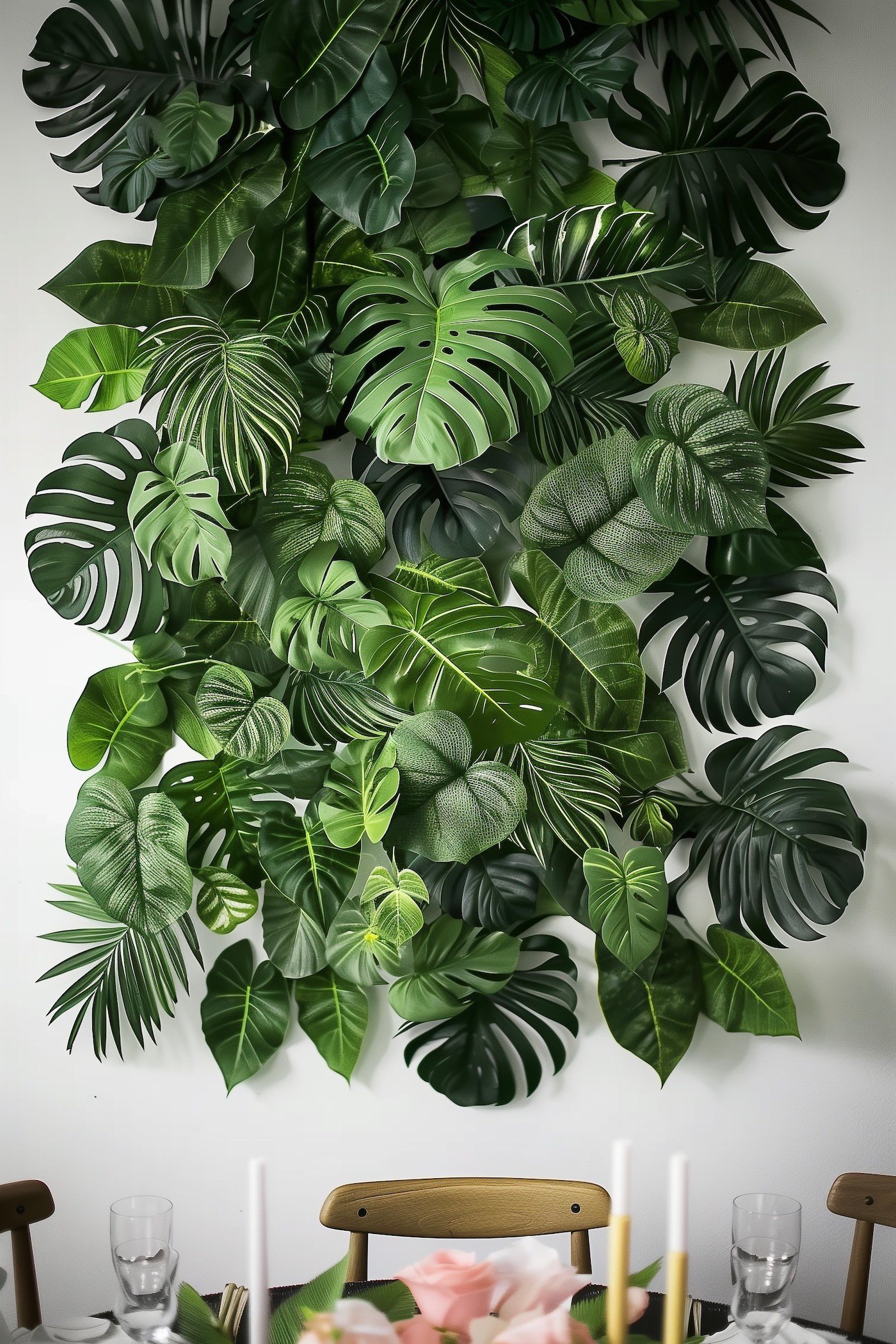 diy déco murale mariage mur végétal feuille monstera