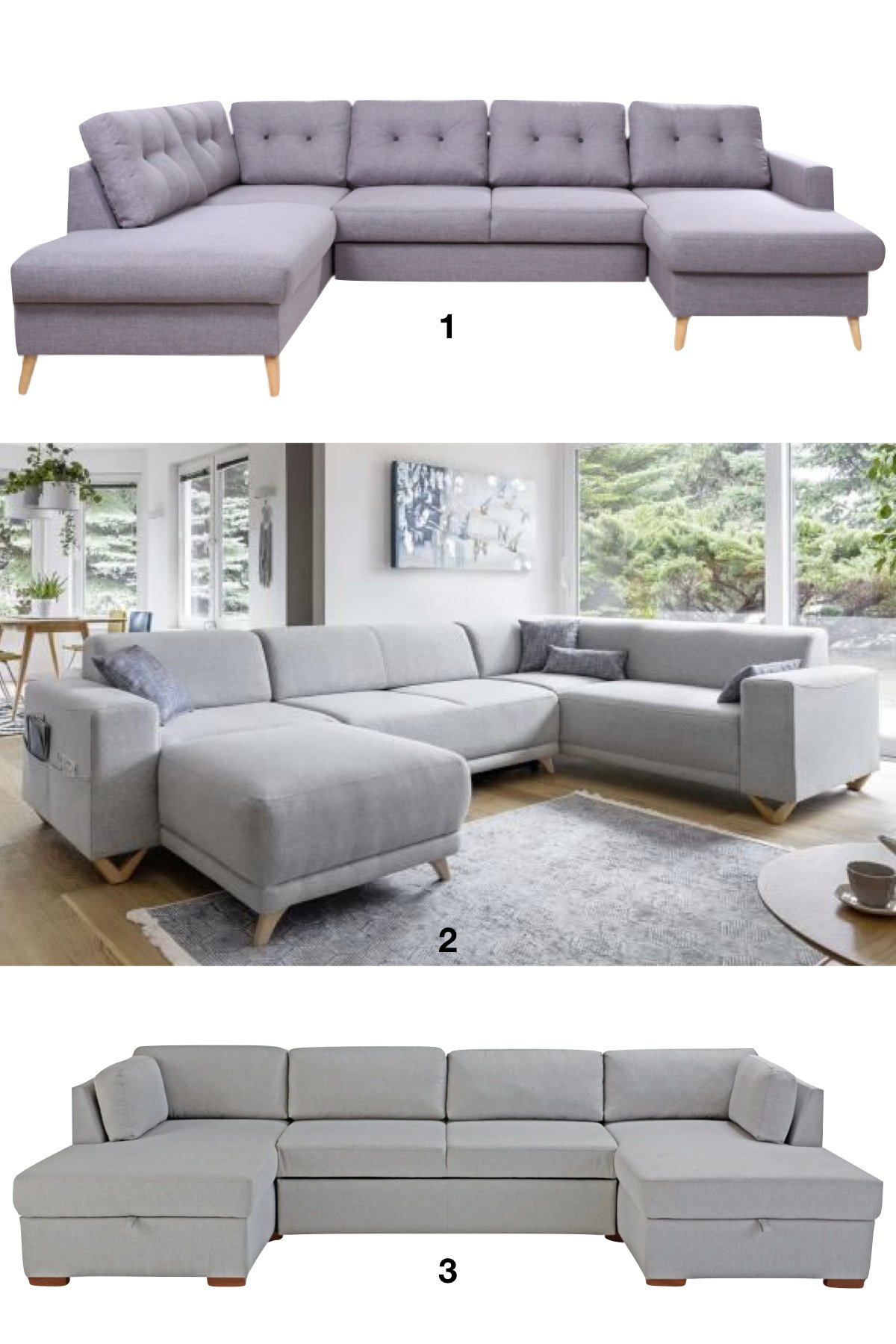 canapé panoramique style scandinave pieds bois revêtement gris déco tendance - blog déco - clemaroundthecorner