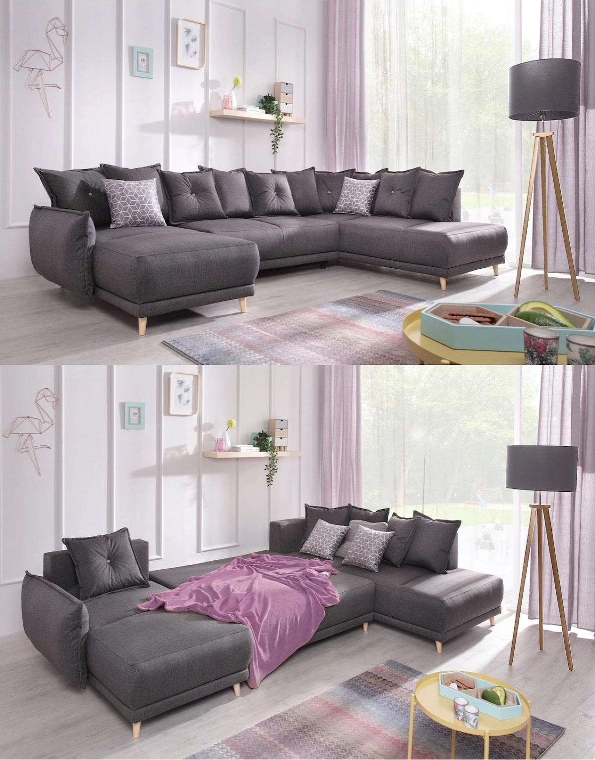 canapé panoramique bobochic lena convertible avec coussin - blog déco - clematc
