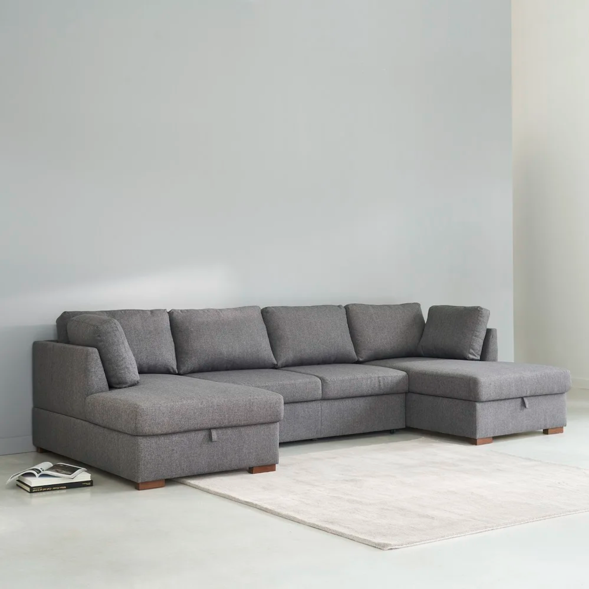 salon tendance sofa gris 7 places en U - blog déco - clematc