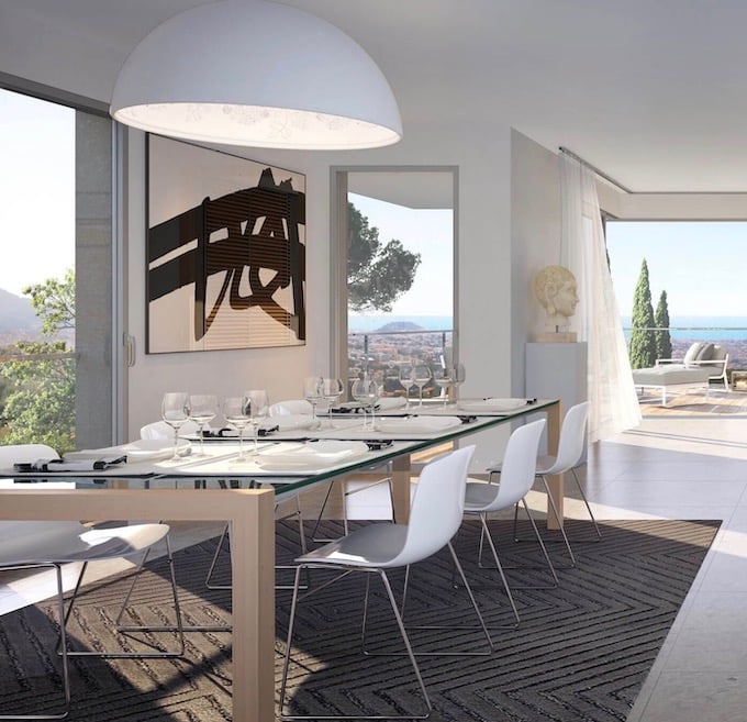 salle à manger design scandinave moderne vue sur mer villa