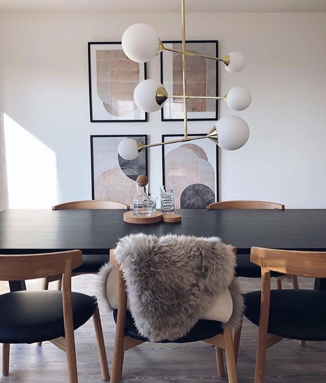 salle à manger suspension laiton boule scandinave art déco