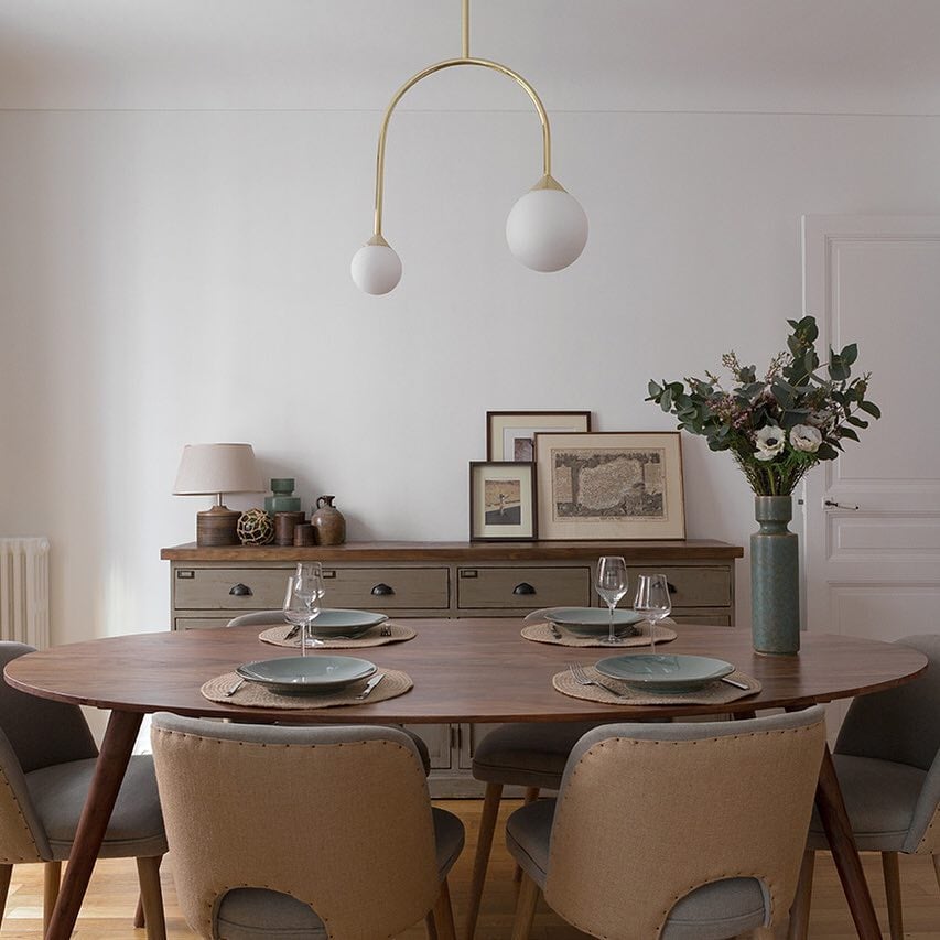 salle à manger rétro vintage récup upcycling meuble métier atelier vert de gris