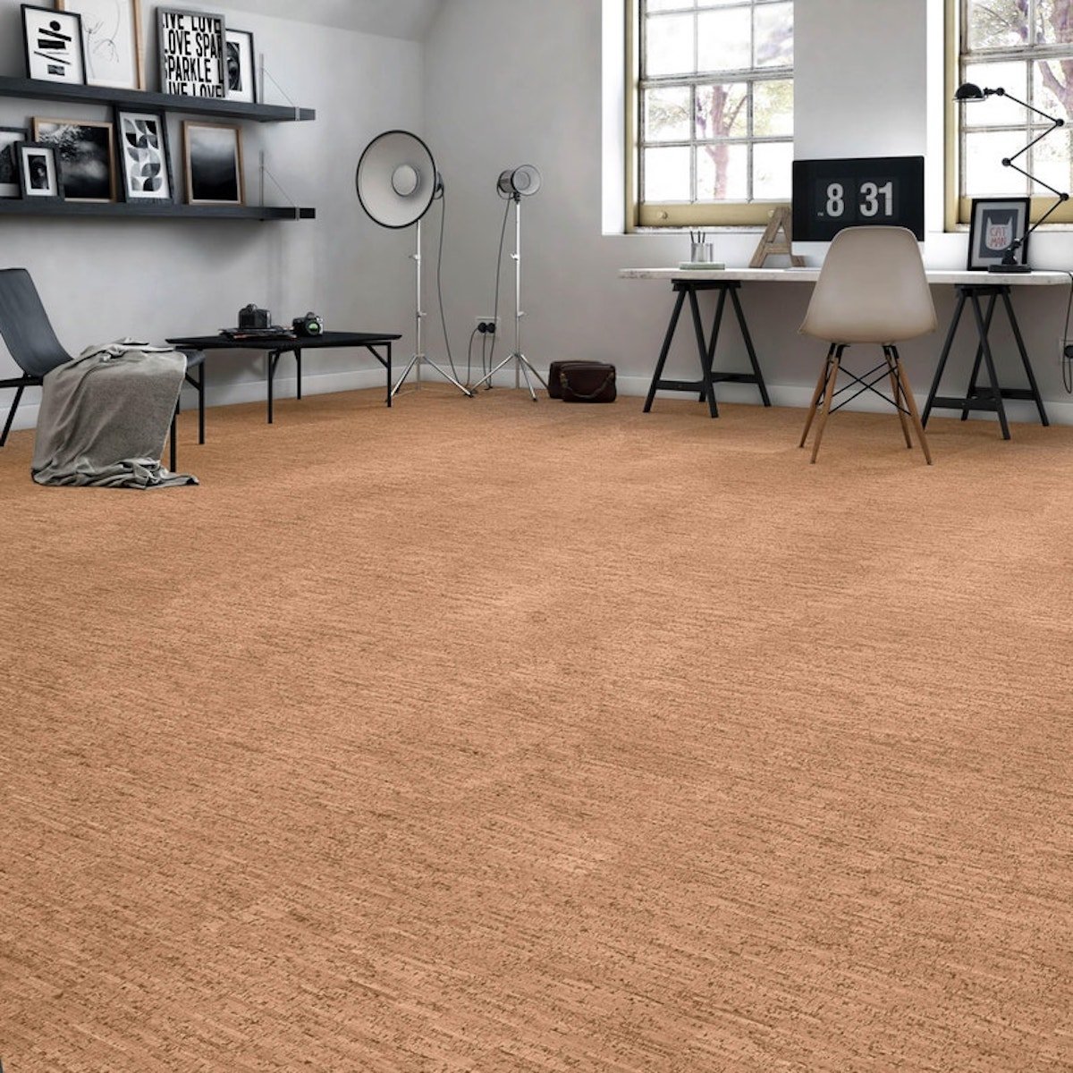 revêtement de sol en liège estoril naturel vitrifié XXL bureau espace confort naturel - blog déco - clemaroundthecorner