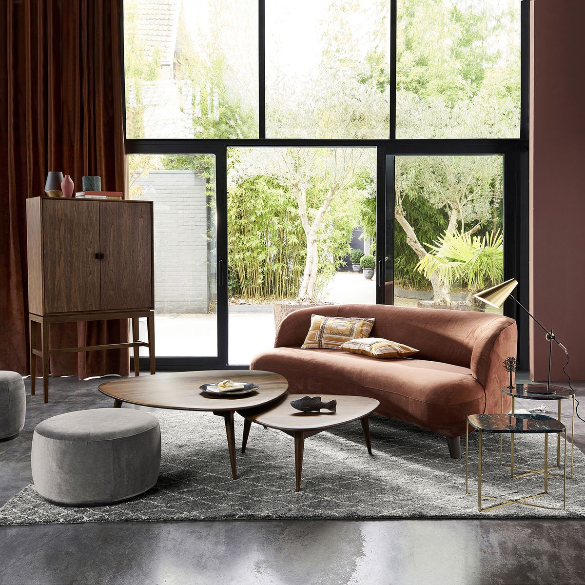 salon sobre élégant velours laiton marbre blog déco