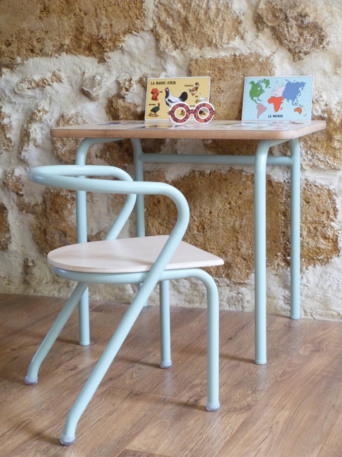 bureau écolier relooké jacques hitier mobilier éco enfant chambre kids bébé - blog déco - clem around the corner