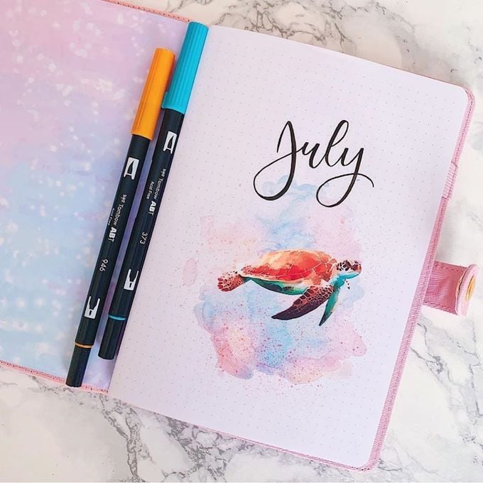 comment faire un bullet journal page d'accueil aquarelle dessin couleurs diy création - blog déco - clem around the corner