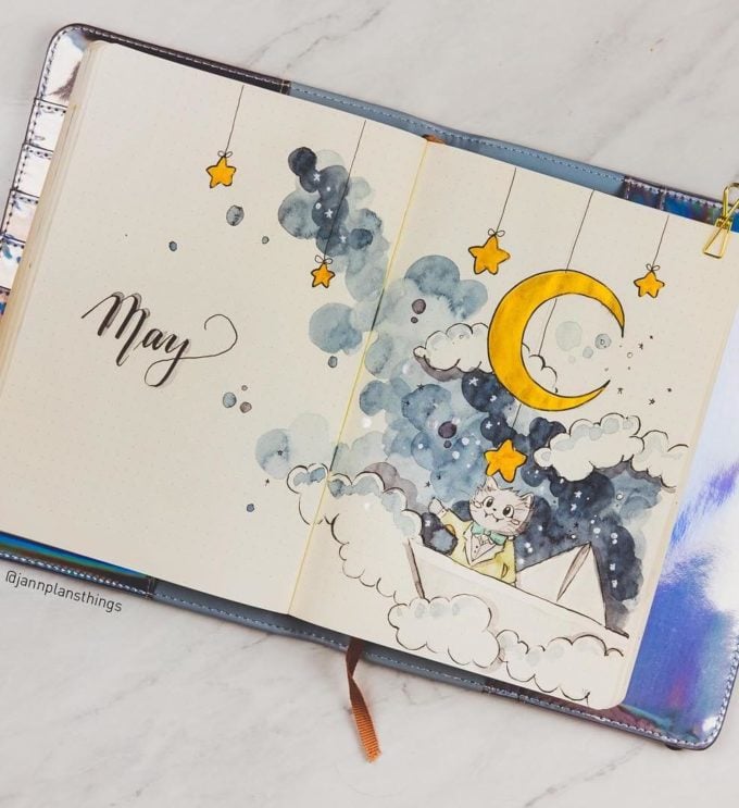 comment faire un bullet journal illustration aquarelle bujo bullet journal idée page de couverture cover - blog déco - clem around the corner