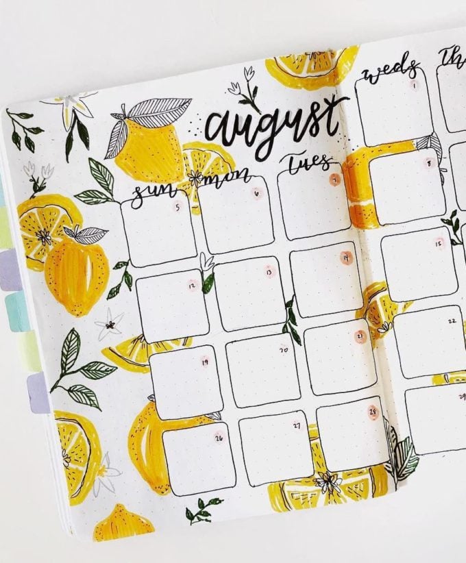 comment faire un bullet journal idée carnet organisation emploi du temps décoration fruits été citrons calligraphie dessin tuto - blog déco - clem around the corner