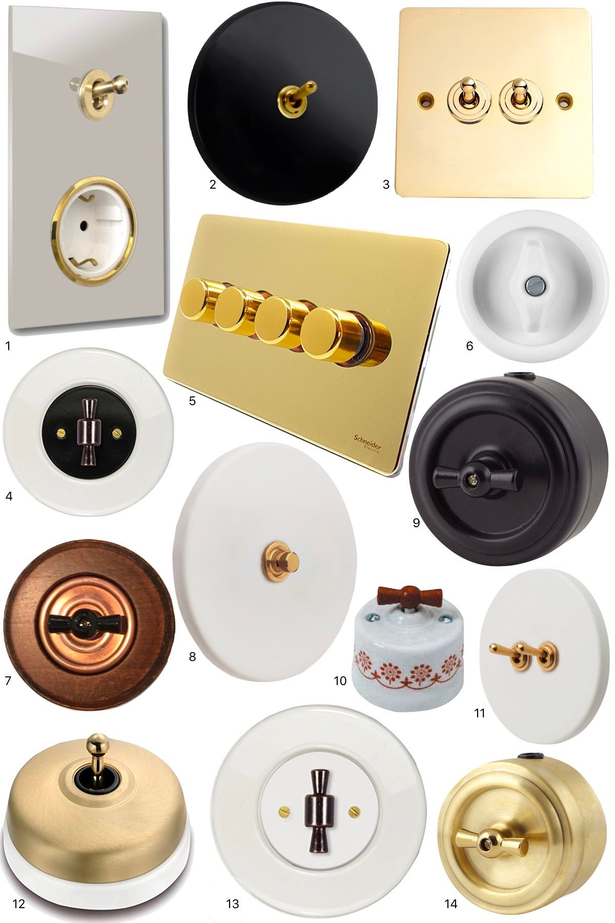 prise interrupteurs vintage retro design porcelaine noire adresse pas cher - blog déco clem around the corner