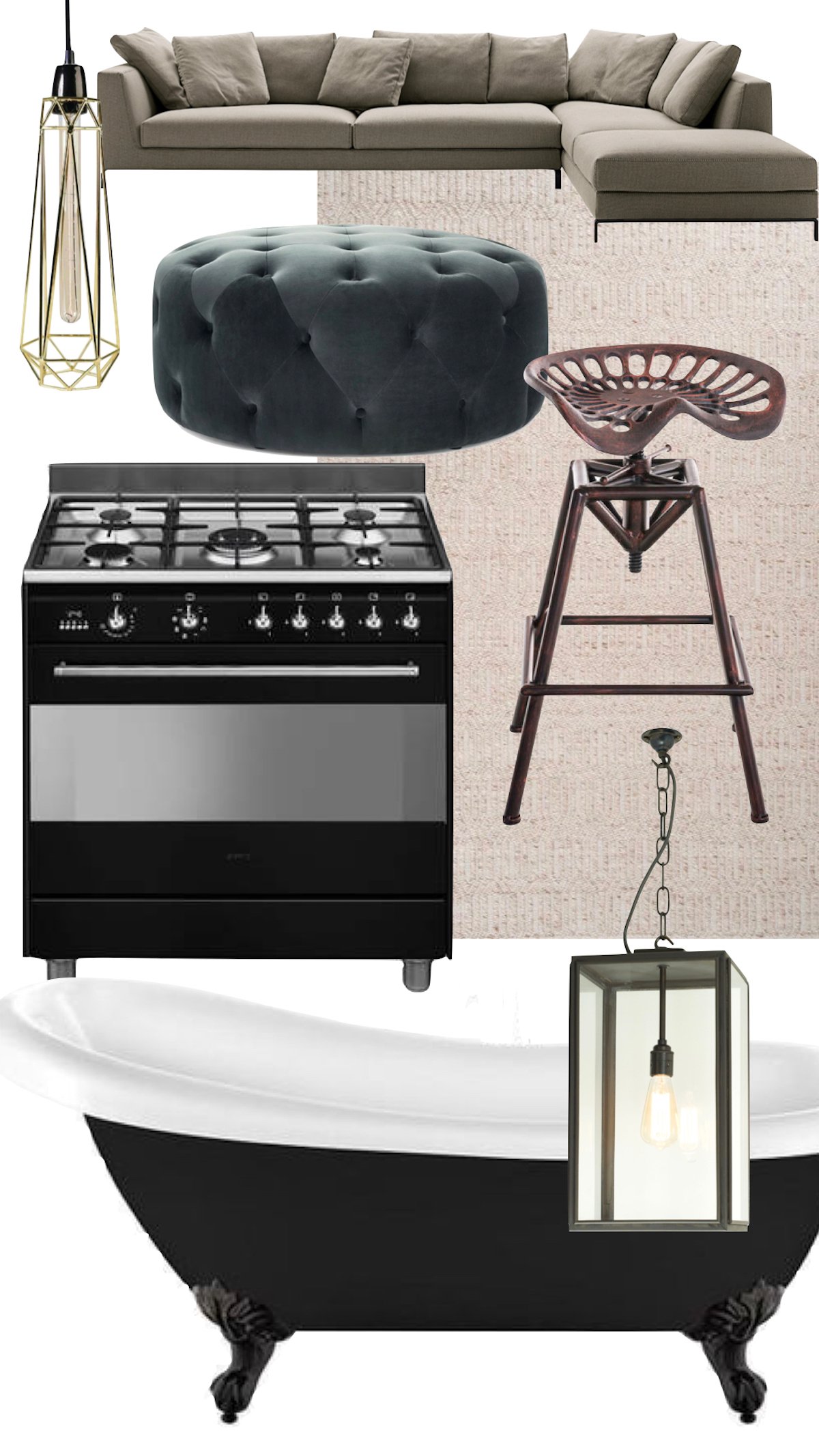 maison londres shopping liste canapé cuisinière smeg baignoire pouf décoration intérieure - clematc