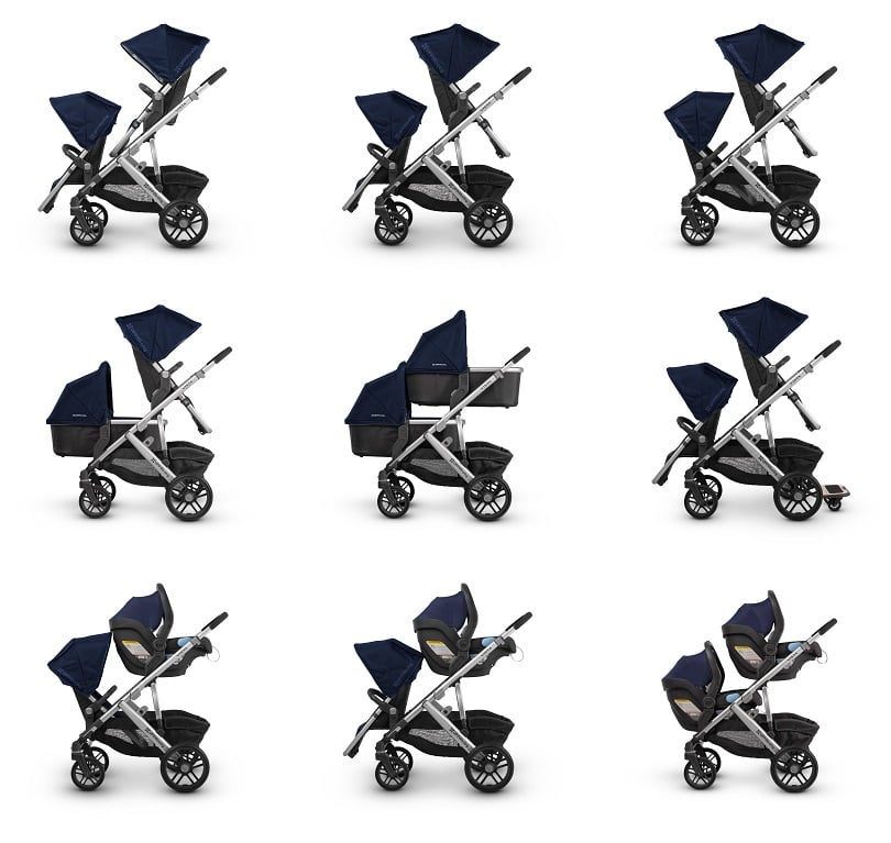 Uppababy marque poussette kim Kardashian double mode bebe naissance landeau