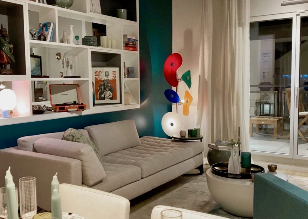 store cogedim idée ameublement salon peinture bleu turquoise canard - blog déco - clem around the corner