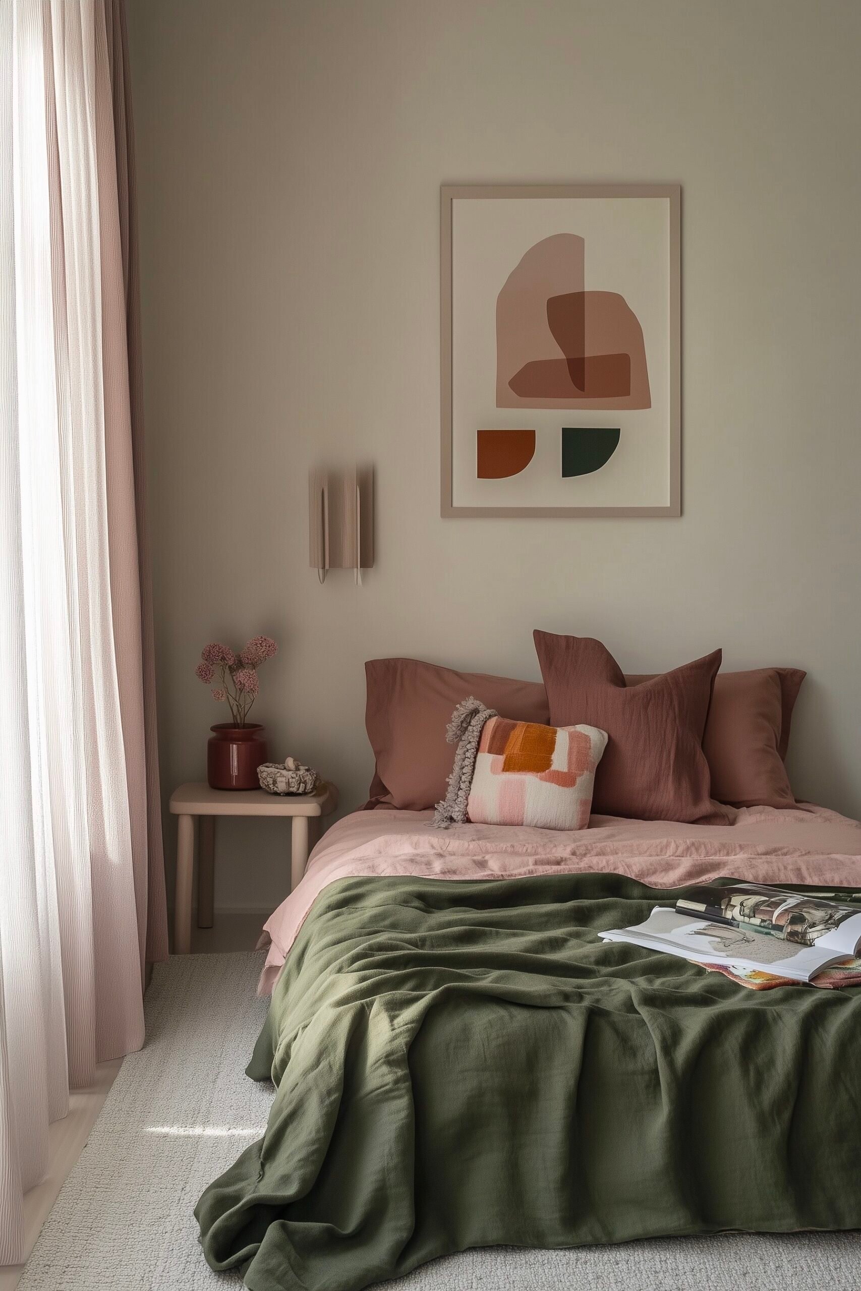 déco chambre ado verte rose chic lin