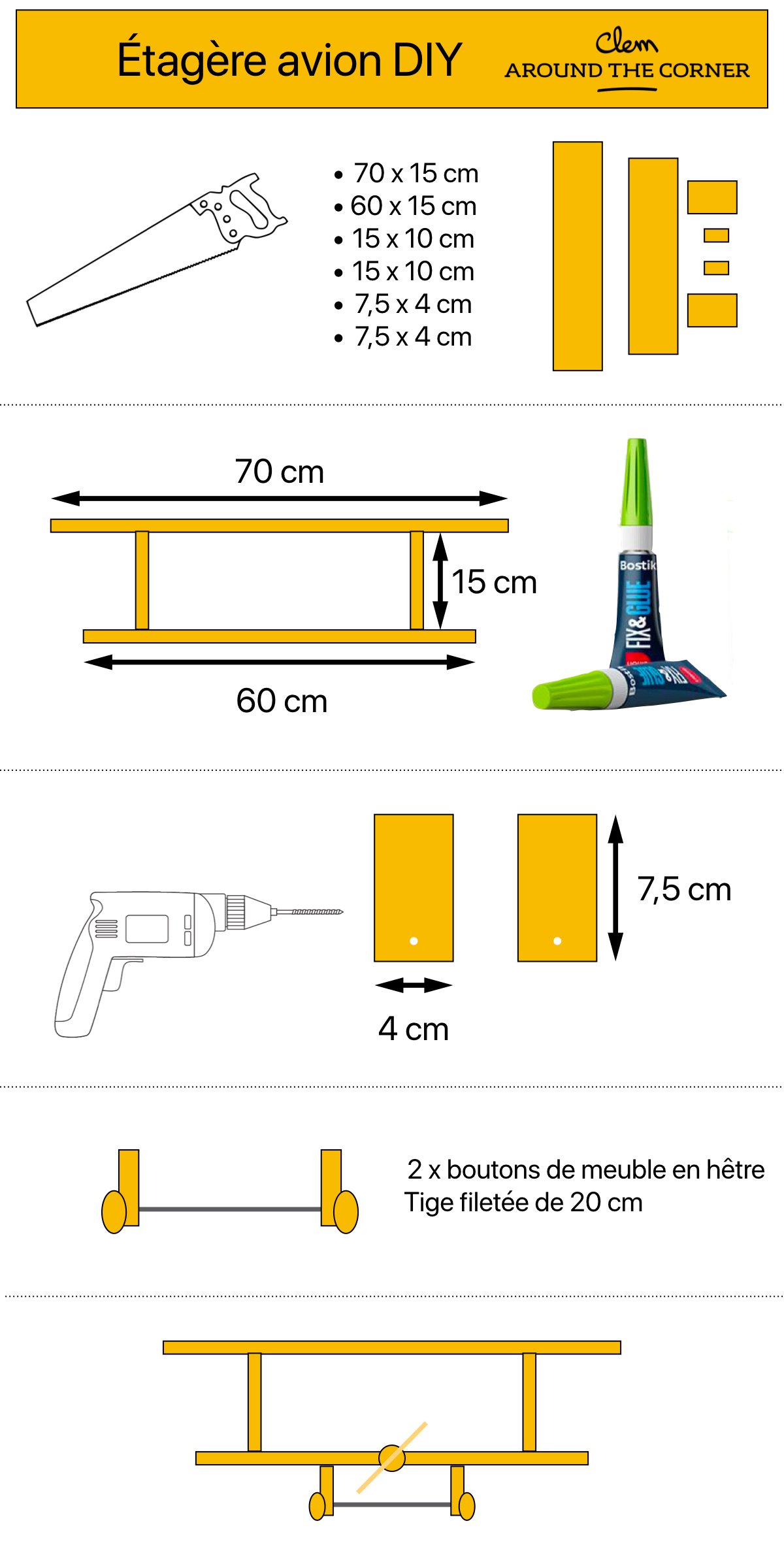 comment fabriquer une étagère avion DIY en bois pour chambre enfant bébé clem around the corner