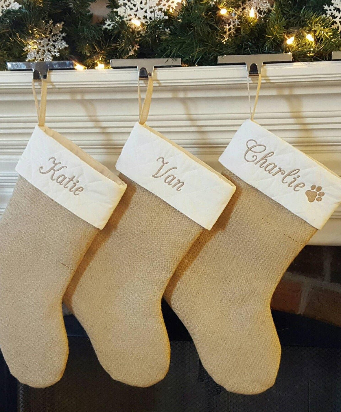 clemaroundthecorner chaussette toile de jute naturelle déco noël