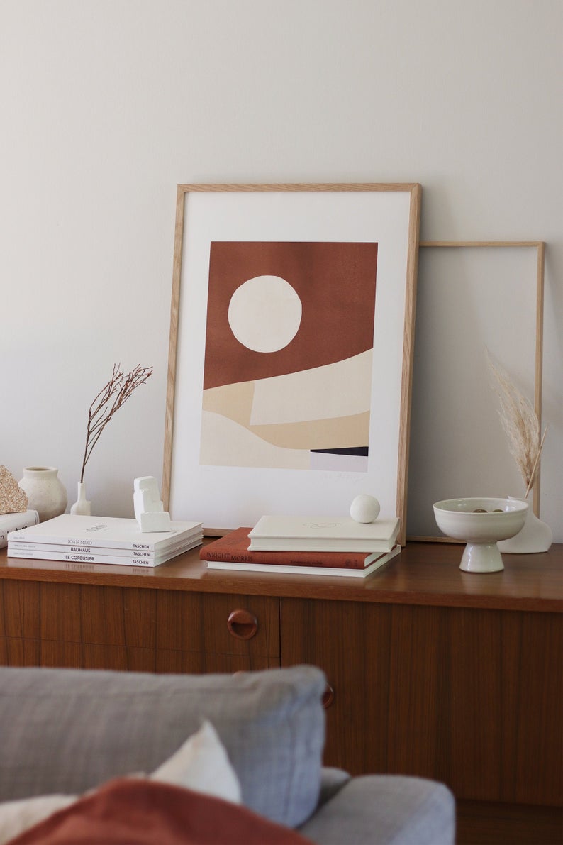 Illustration Etsy Poster Art Frame Oak Gallery 