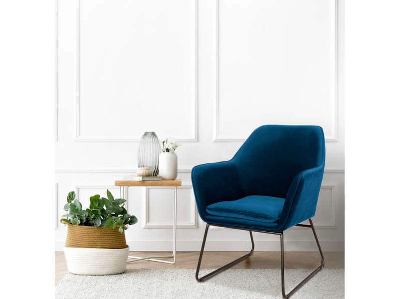 conforama automne hiver 2019 2020 fauteuil velours design pas cher bleu foncé