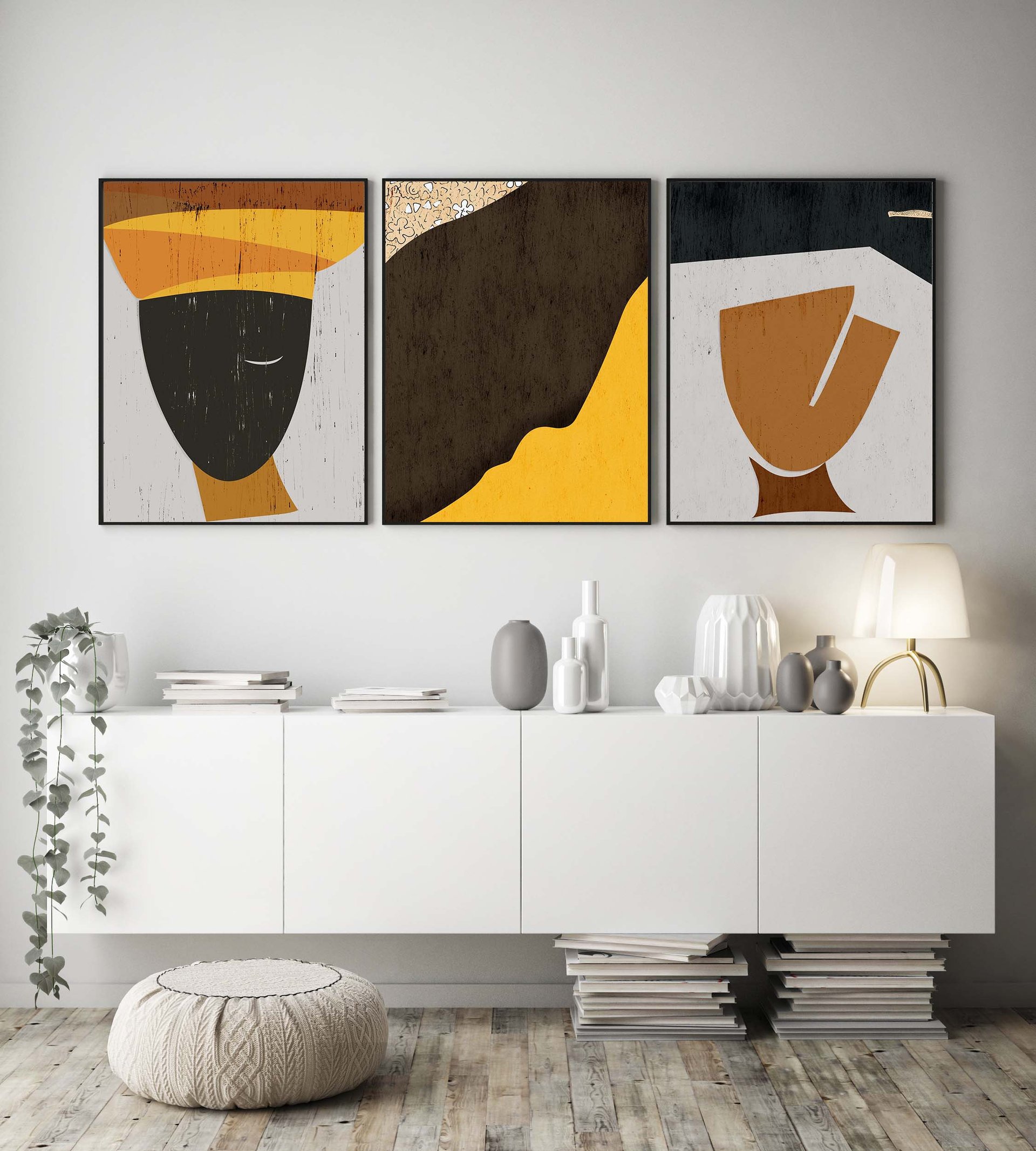 Illustrateurs Etsy Blue Art Depo affiche poster art frame abstrait africa yellow