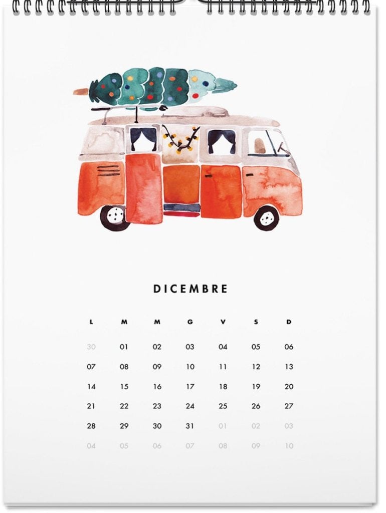 planning blanc autocar rouge orange aquarelle