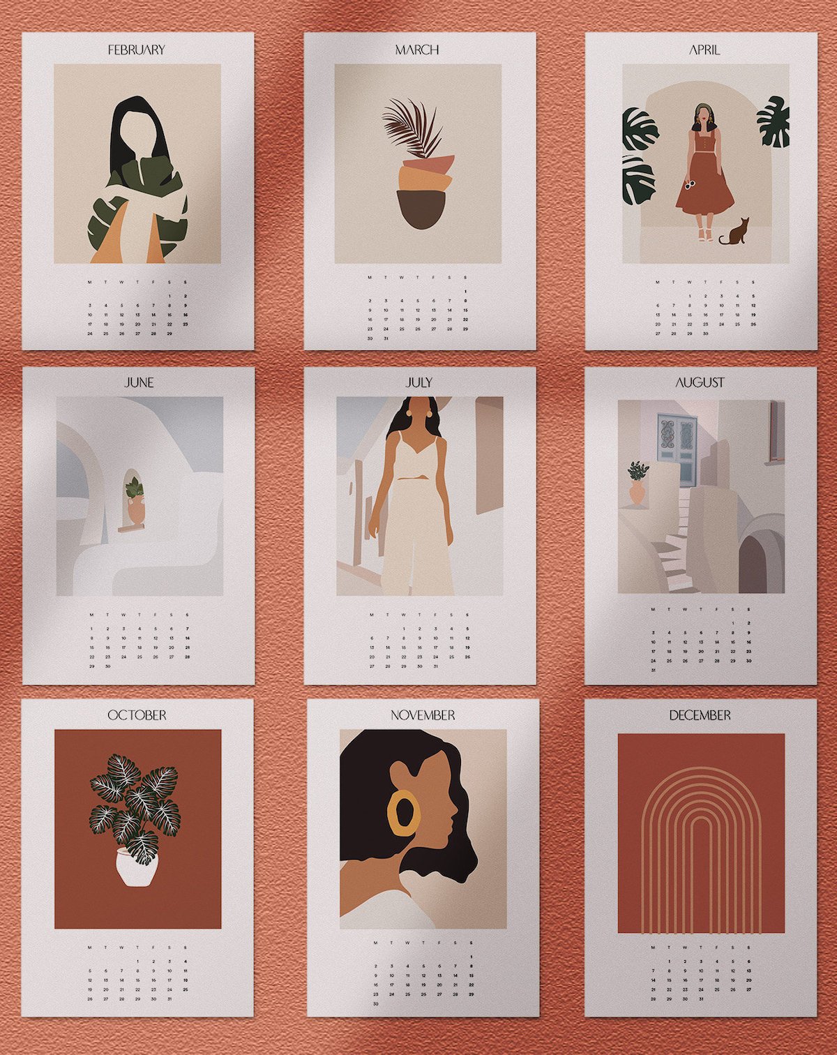 calendrier 2020 original style méditerranéen terracotta blanc épurée blog déco clematc
