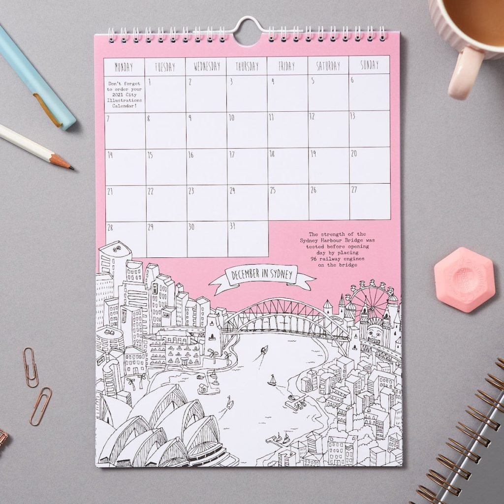 blog déco planning 2020 rose dessin ville