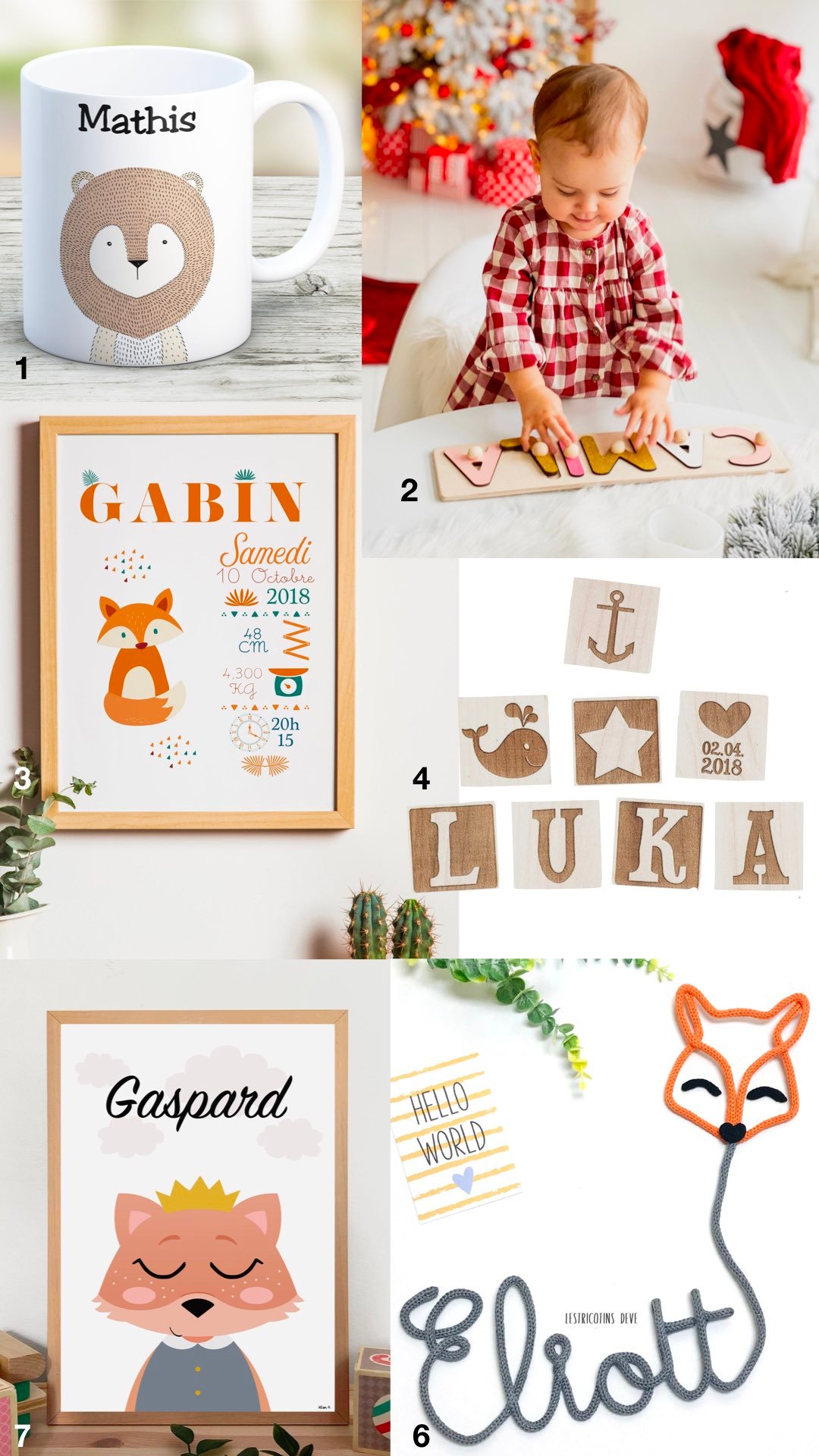 idée cadeau de Noël personnalisé enfant bébé naissance fille garçon - blog déco - clem around the corner