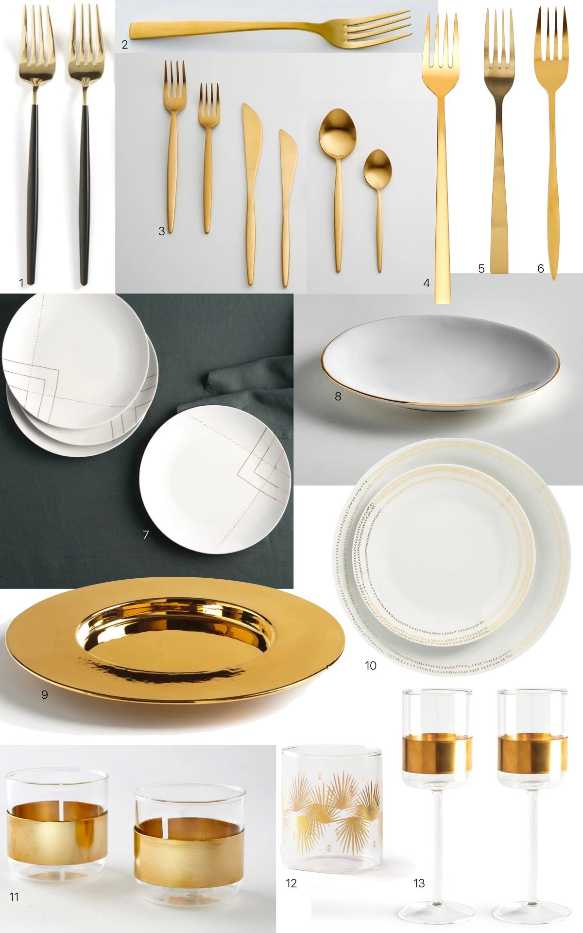 art de la table fourchette assiette or doré pas cher design pour noel