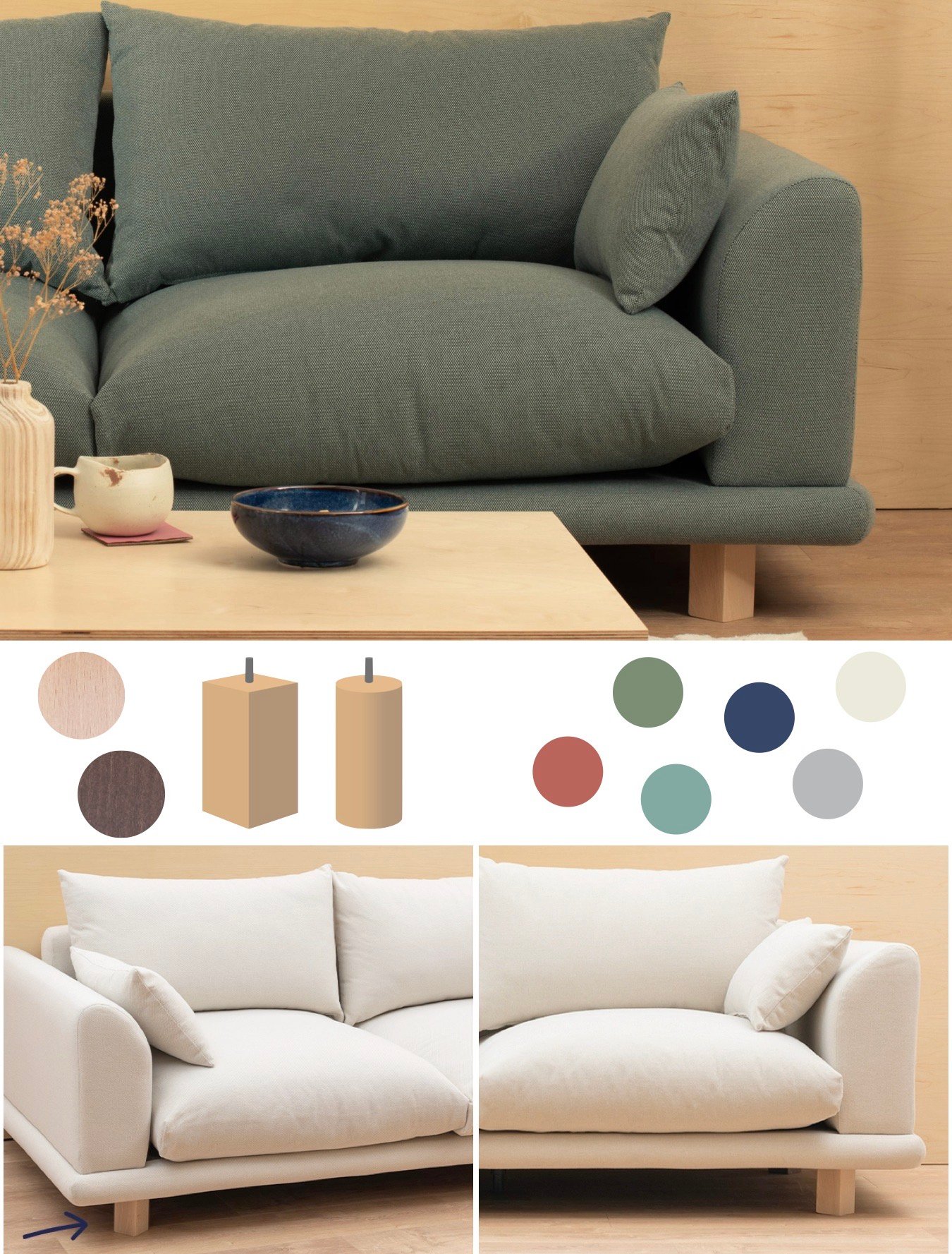 Canapé personnalisable made. in France bois massif pied