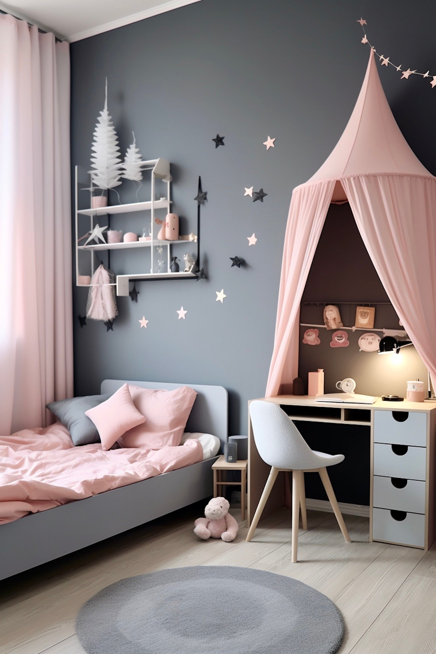 chambre petite fille primaire bureau écolier design