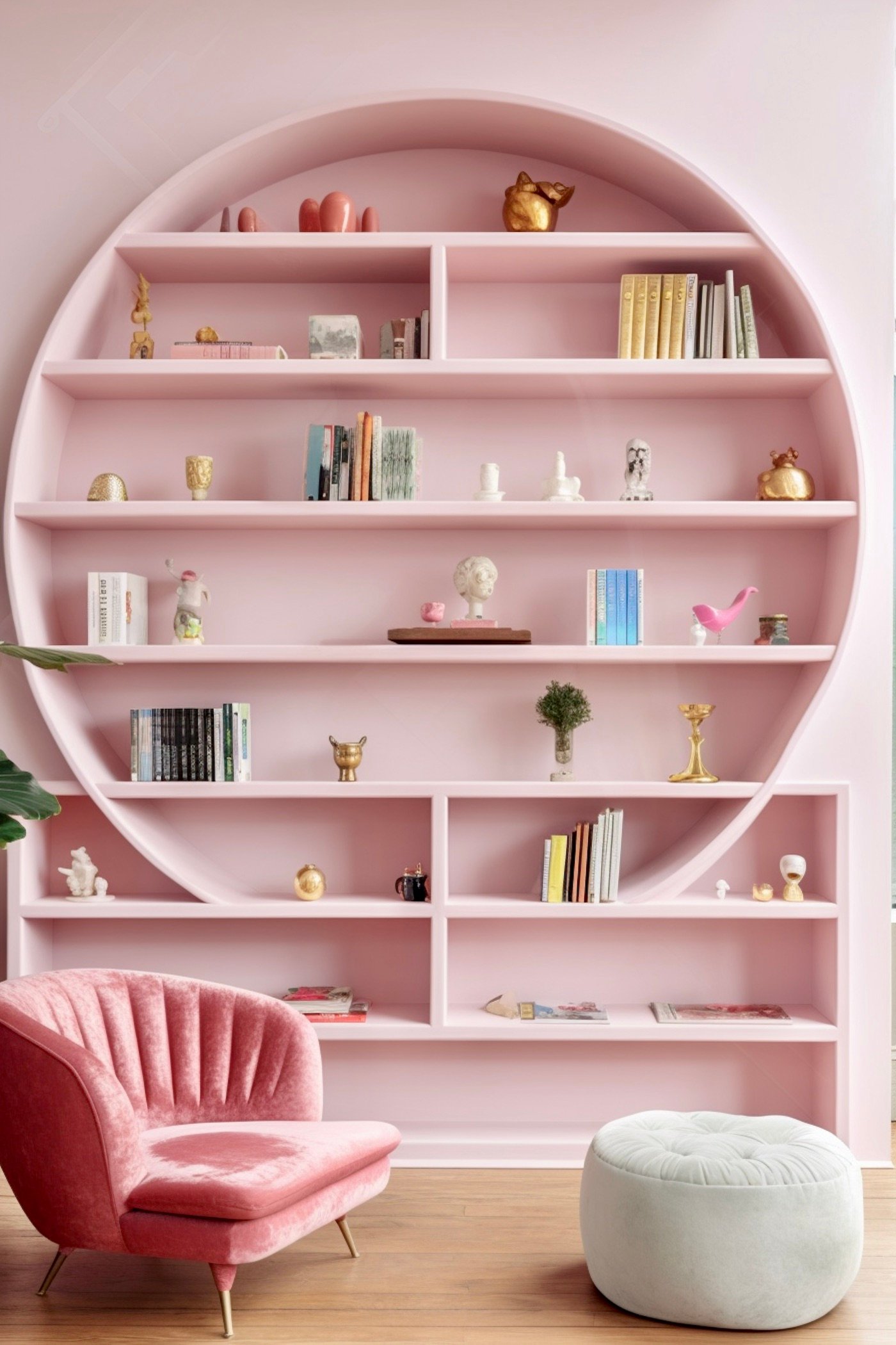 construire bibliothèque sur-mesure ronde arrondie