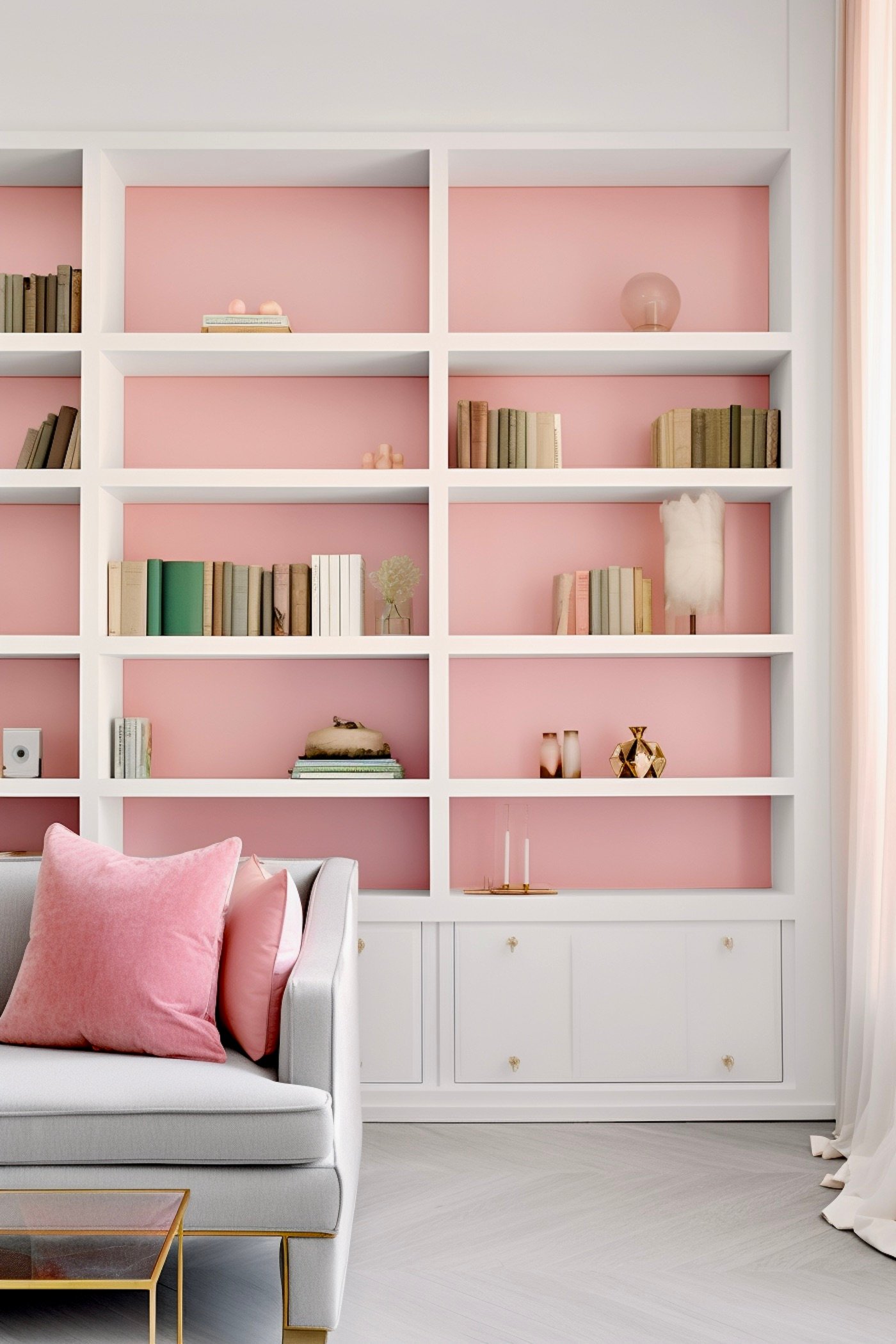 salon classique décoration blanche bibliothèque niche