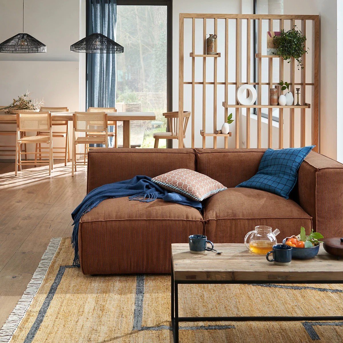 séparer deux espaces salon claustra bois