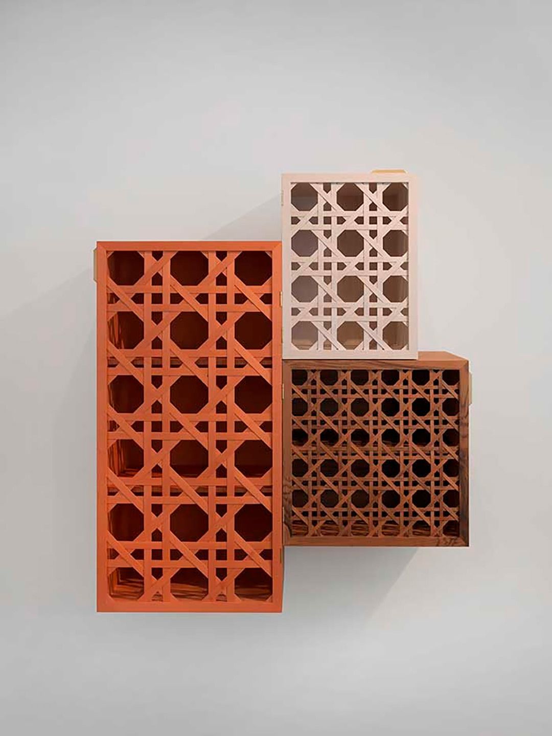 cannage tricolore rouge terracotta marron beige