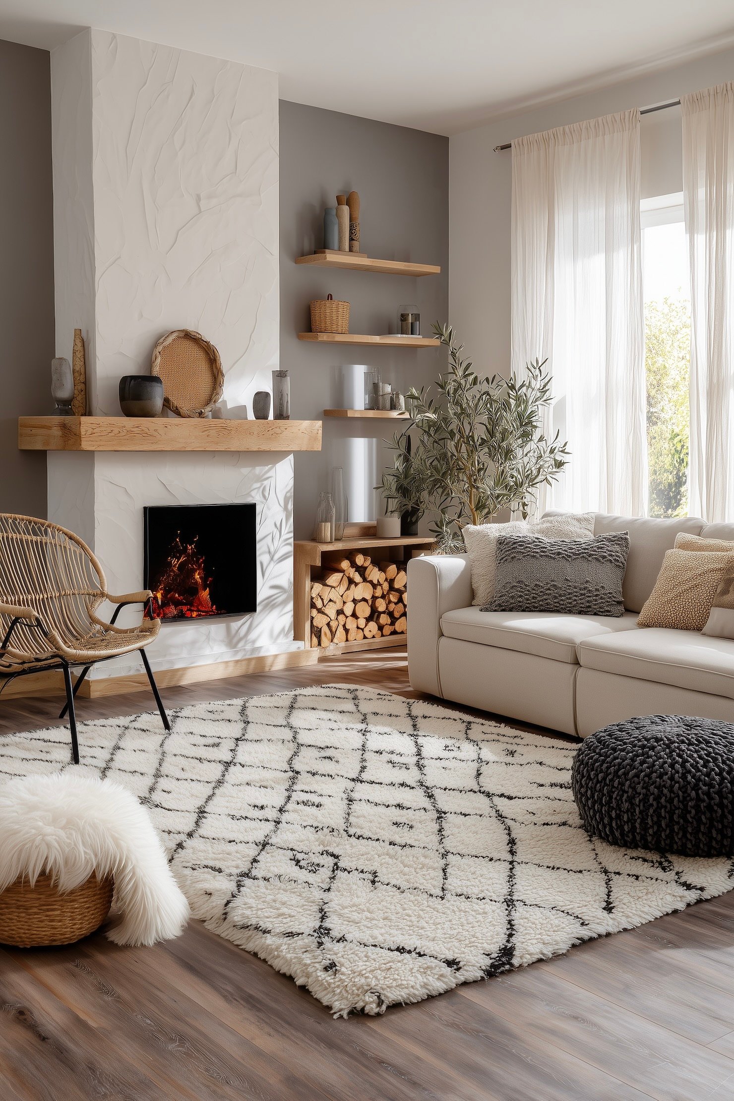 intérieur mélange style campagne scandinave tapis marocain