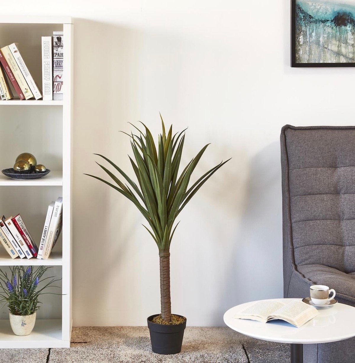 plante artificielle bobochic déco intérieure canapé gris - blog déco - clematc