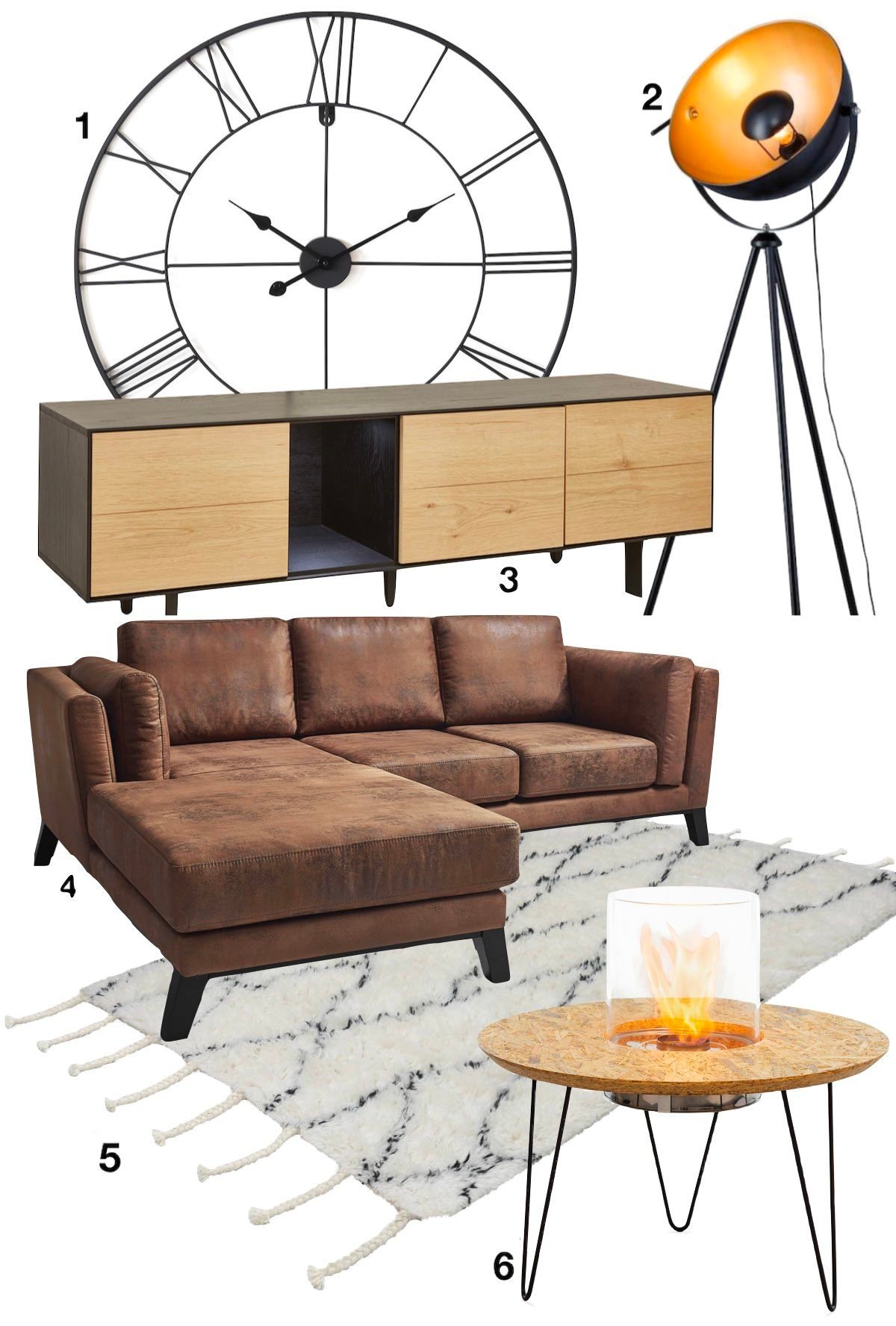 inspiration idée décoration salon séjour appartement style industriel blog canapé cuir lampe métal spot atelier