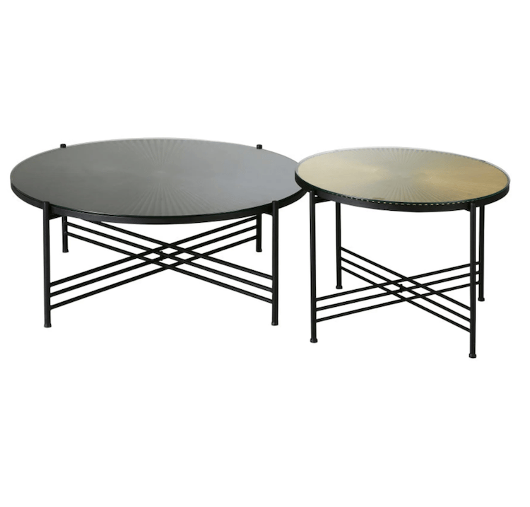 table basse design pas cher métal ronde noir or doré - clem around the corner