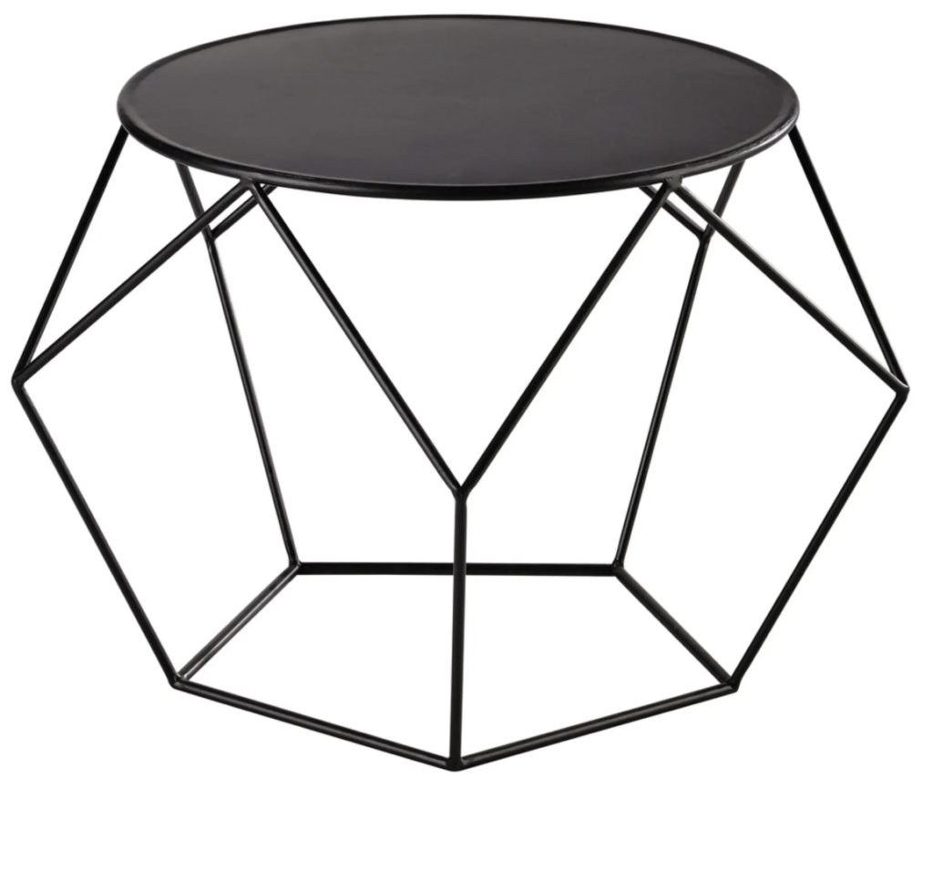table metal hexagone hexagonal filaire noire