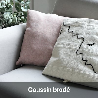 coussin brodé bohème arty technique broderie one line drawing face