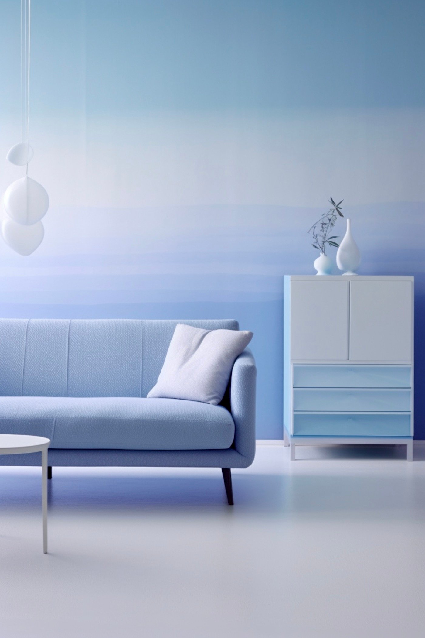 tendance déco colorée bleue salon tie and dye